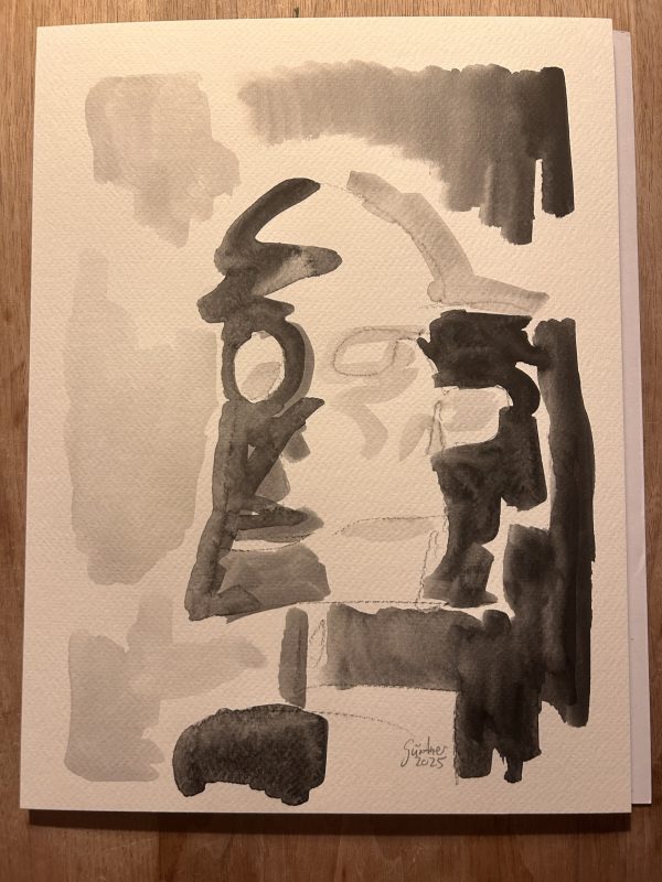 Black Face (2025) — Aquarell auf Papier, 30 × 40 cm. Originalgemälde von Leonhard Gürtner, zeitgenössischer Künstler aus Pfaffenhofen.