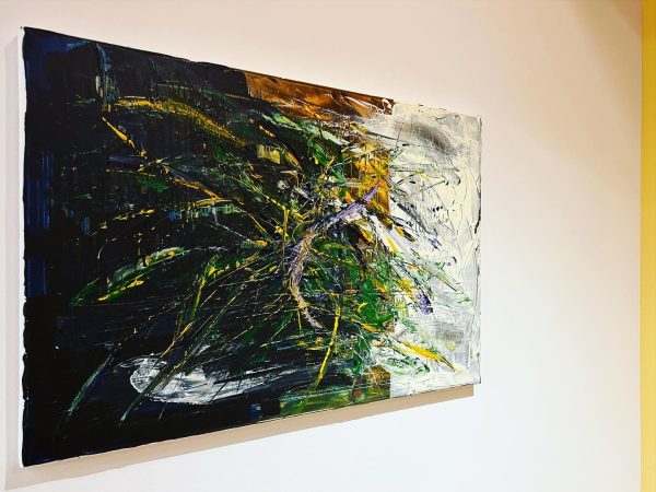 Token of truth (2024) — Acryl auf Leinwand, 70 × 40 cm. Originalgemälde von Leonhard Gürtner, zeitgenössischer Künstler aus Pfaffenhofen.