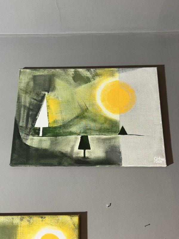 Balance (2025) — Acryl auf handgebauter Leinwand, 60 × 40 cm. Originalgemälde von Leonhard Gürtner, zeitgenössischer Künstler aus Pfaffenhofen.