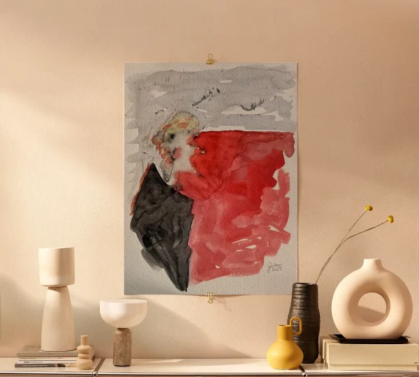 Slice of Self (2025) — Aquarell auf Papier, 24 × 32 cm. Originalgemälde von Leonhard Gürtner, zeitgenössischer Künstler aus Pfaffenhofen.