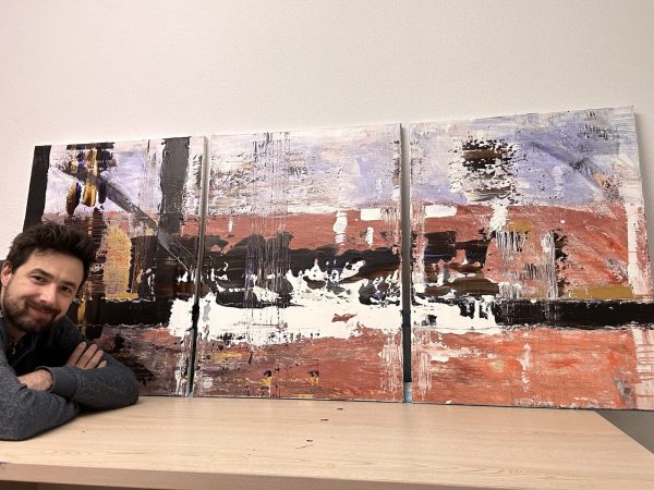 Looks like inside (2024) — Acryl auf 3 Triptychon-Leinwänden, Triptychon. Originalgemälde von Leonhard Gürtner, zeitgenössischer Künstler aus Pfaffenhofen.